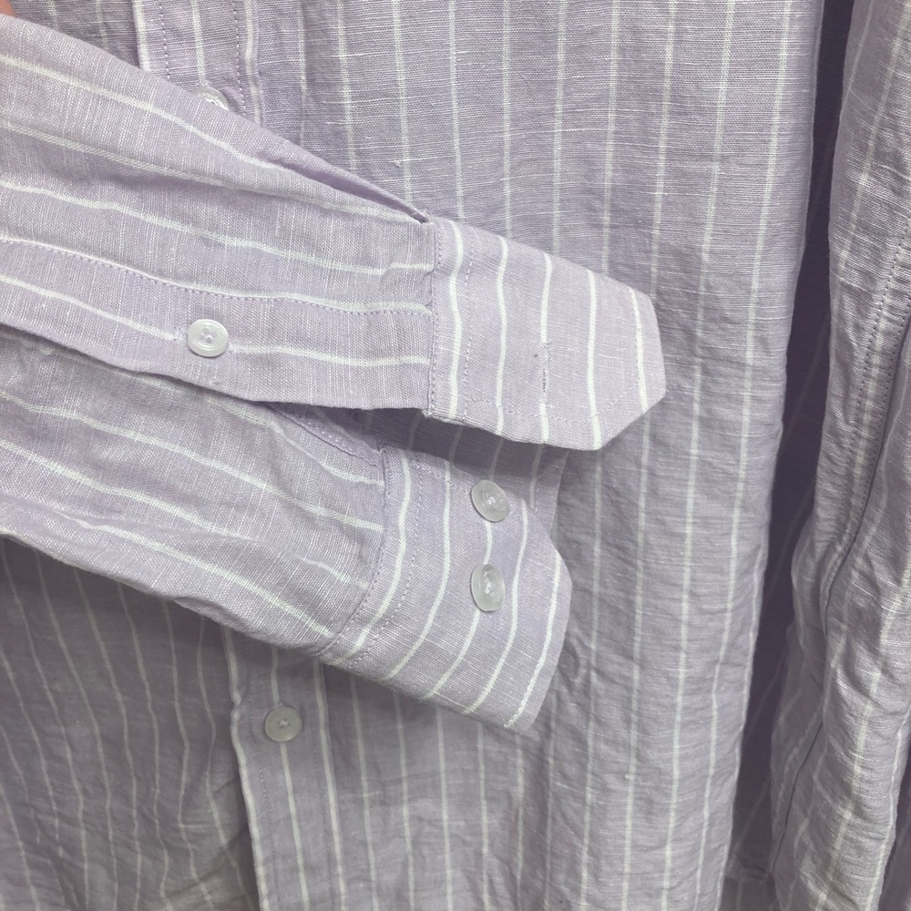 3/$15 ColorPlus Button Up Linen Blend Shirt Menβs L /42 Tailored Office Summer - Picture 3 of 6